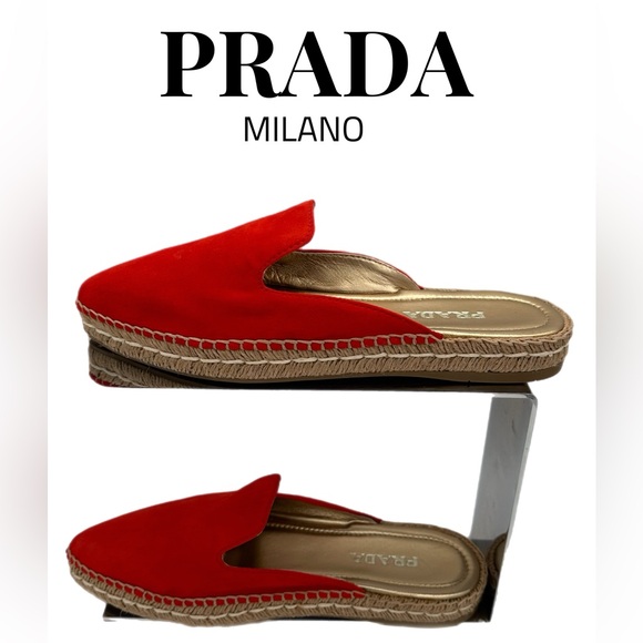 PRADA~Camoscio Suede Espadrille Slide SZ 39 - Picture 1 of 8